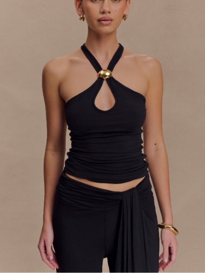 Meshki Ramona Modal Tank Top With Hardware - Black